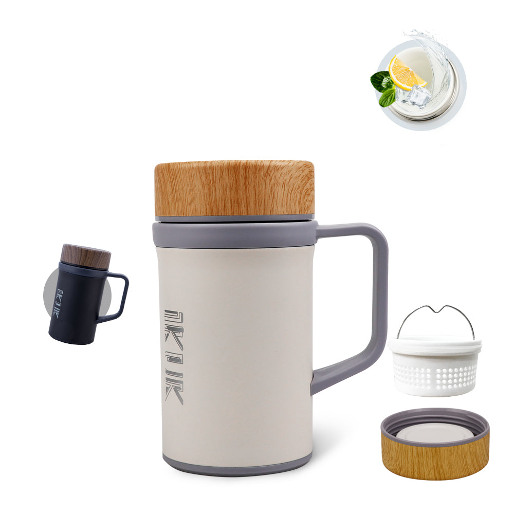 Tea Strainer Handle Cup 500ml(Includes Professional All-Porcelain Tea Strainer)-Essential for Brewing Tea